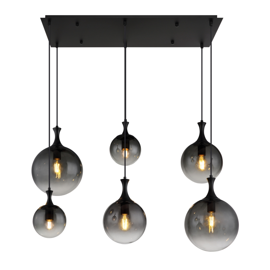 Globo - Suspension filaire 6xE27/10W/230V noir
