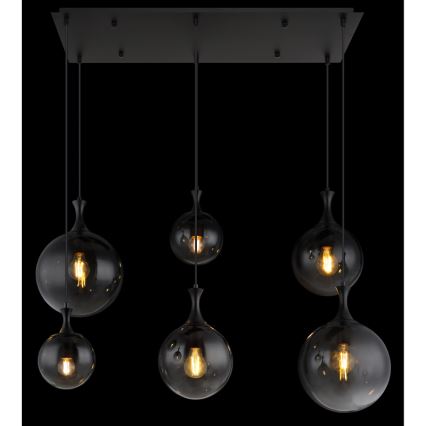 Globo - Suspension filaire 6xE27/10W/230V noir