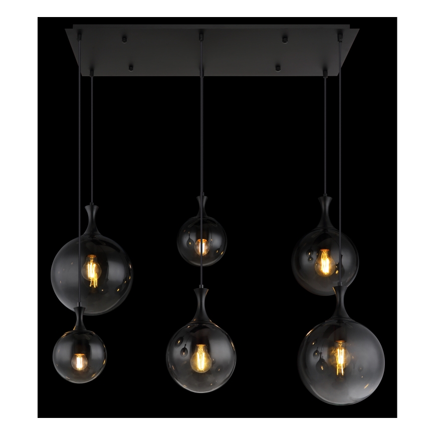 Globo - Suspension filaire 6xE27/10W/230V noir