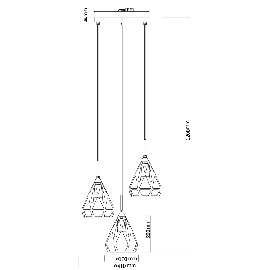 Globo - Hanglamp aan een koord 3xE27/40W/230V