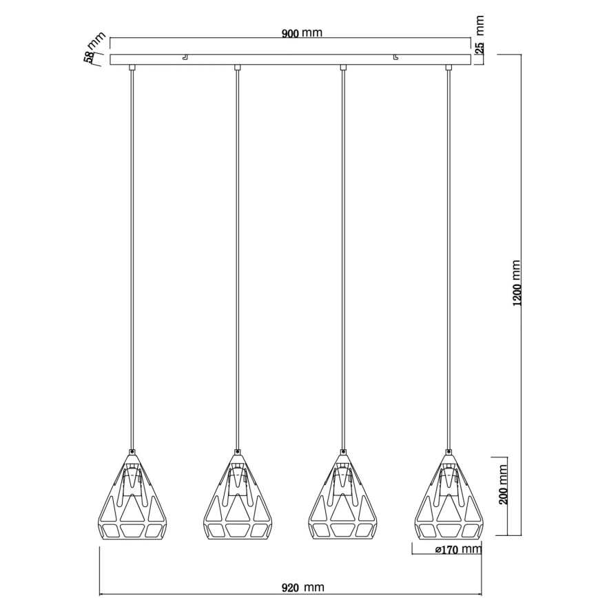 Globo - Hanglamp aan een koord 4xE27/40W/230V