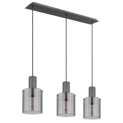 Globo - Hanglamp aan een koord 3xE27/40W/230V grijs
