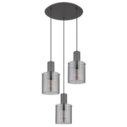 Globo - Hanglamp aan een koord 3xE27/40W/230V diameter 48 cm grijs
