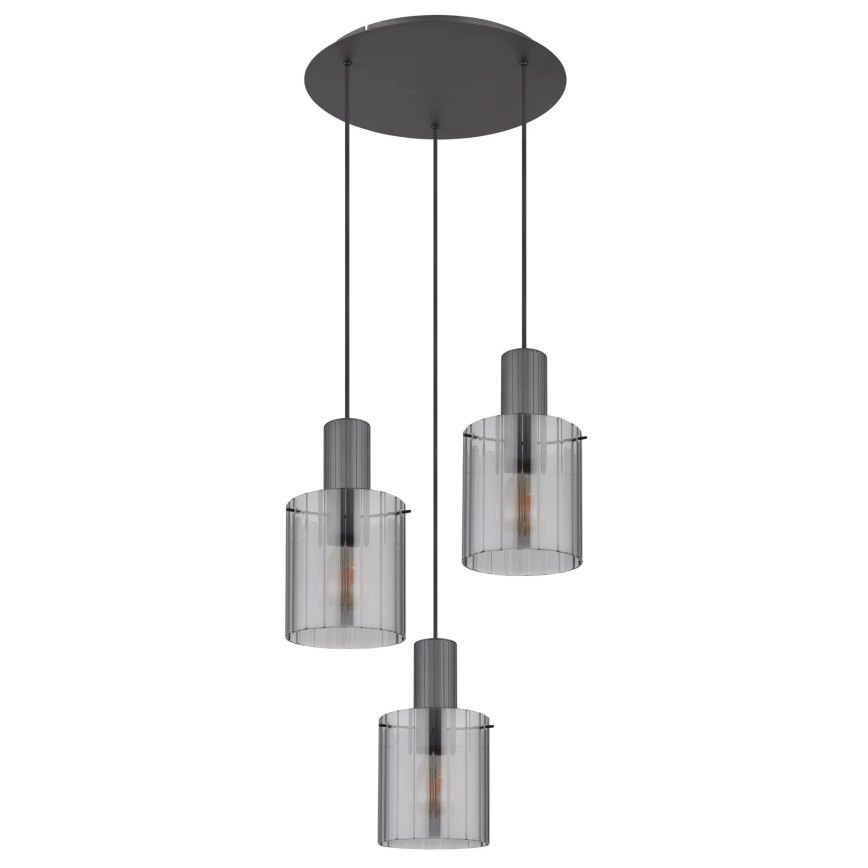 Globo - Hanglamp aan een koord 3xE27/40W/230V diameter 48 cm grijs