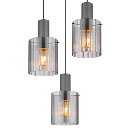 Globo - Hanglamp aan een koord 3xE27/40W/230V diameter 48 cm grijs
