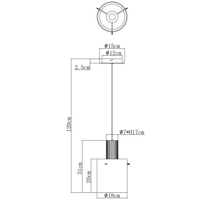 Globo - Suspension filaire 1xE27/40W/230V d. 18 cm marron
