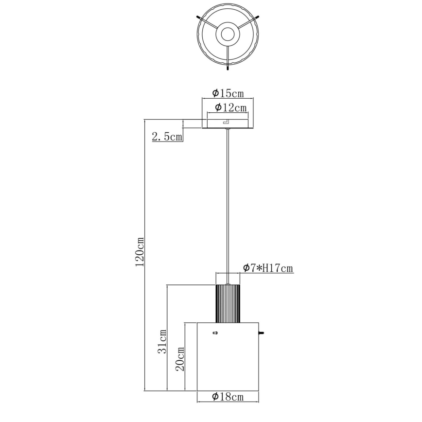 Globo - Suspension filaire 1xE27/40W/230V d. 18 cm marron