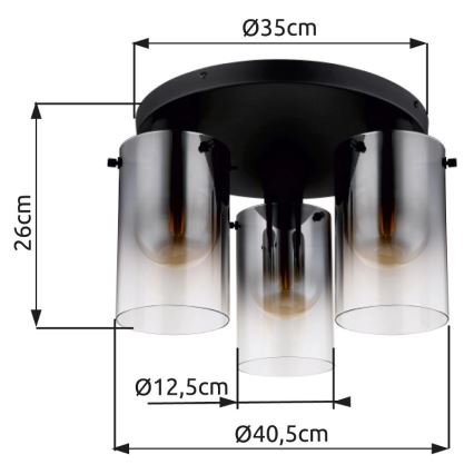 Globo - Bevestigde hanglamp 3xE27/40W/230V diameter 40,5 cm zwart