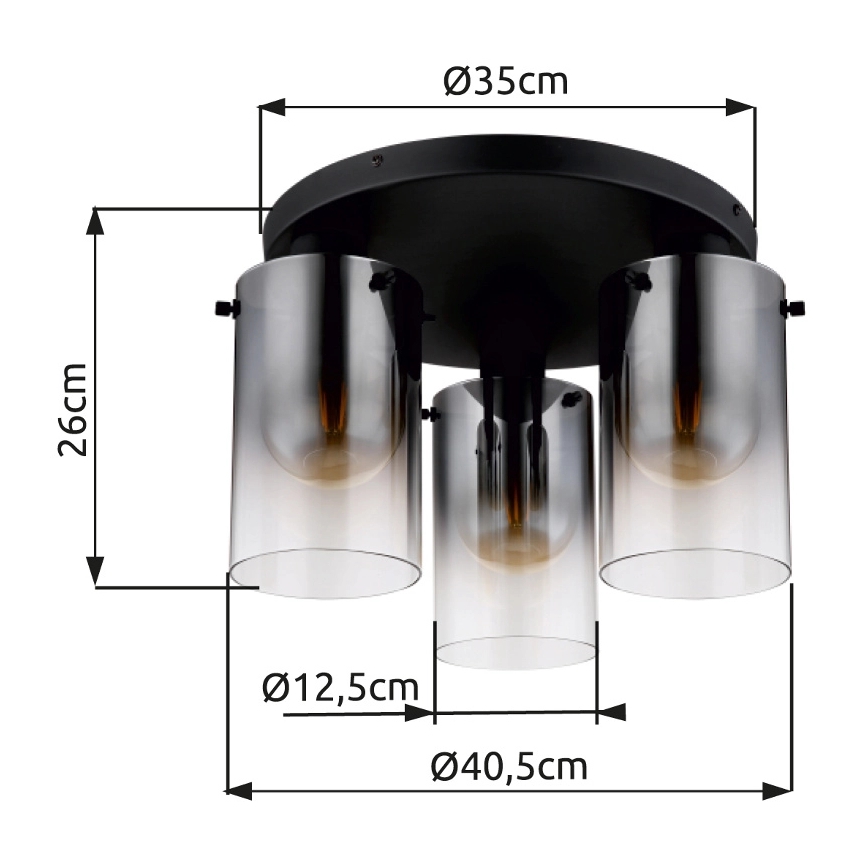 Globo - Bevestigde hanglamp 3xE27/40W/230V diameter 40,5 cm zwart