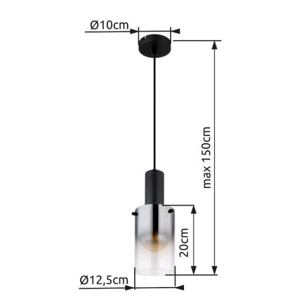 Globo - Suspension filaire 1xE27/40W/230V d. 12,5 cm noir