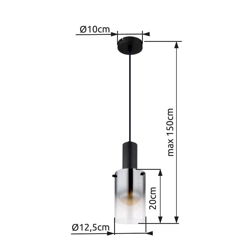 Globo - Suspension filaire 1xE27/40W/230V d. 12,5 cm noir
