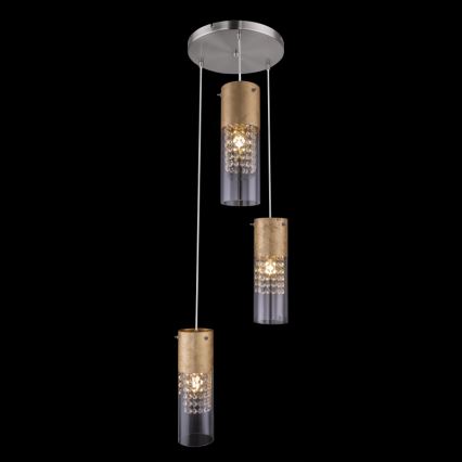Globo - Hanglamp aan een koord 3xE27/60W/230V diameter 30 cm goud