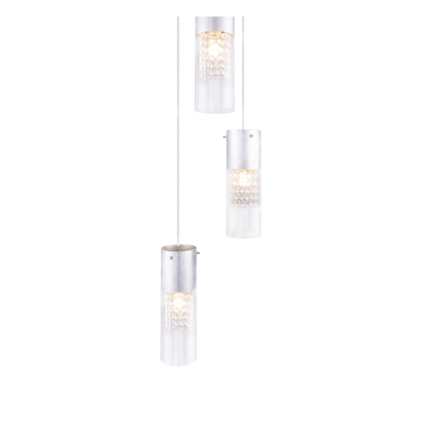 Globo - Suspension filaire 3xE27/60W/230V d. 30 cm argent