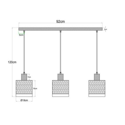 Globo - Hanglamp met kabel 3xE27/60W/230V