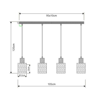 Globo - Hanglamp aan snoer 4xE27/40W/230V