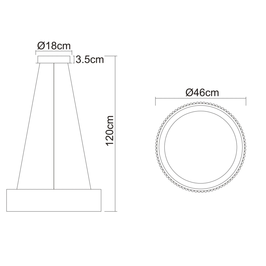 Globo - LED-hanglamp met kabel LED/45W/230V 2700/4000/6000K diam. 46 cm zwart