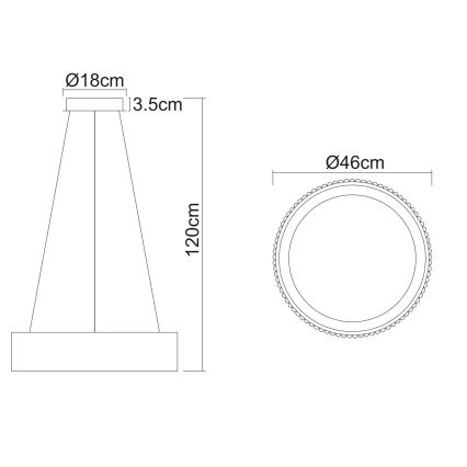 Globo - Suspension LED sur câble, 45 W, 230 V, 2700/4000/6000 K, Ø 46 cm, noire
