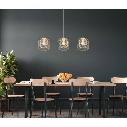 Globo - Hanglamp met kabel 3xE27/40W/230V beige/wit