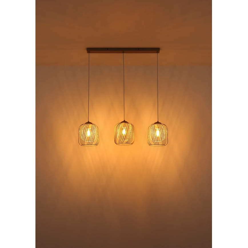 Globo - Hanglamp met kabel 3xE27/40W/230V beige/wit