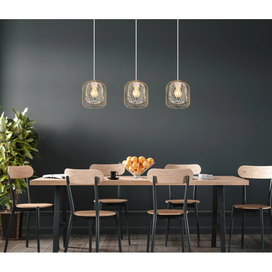 Globo - Suspension sur câble 3xE27/40W/230V beige/blanc