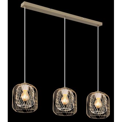 Globo - Suspension sur câble 3xE27/40W/230V beige/blanc