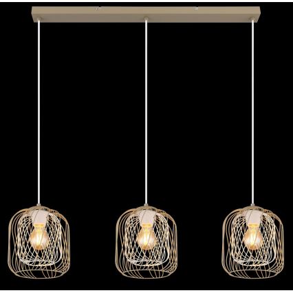 Globo - Suspension sur câble 3xE27/40W/230V beige/blanc