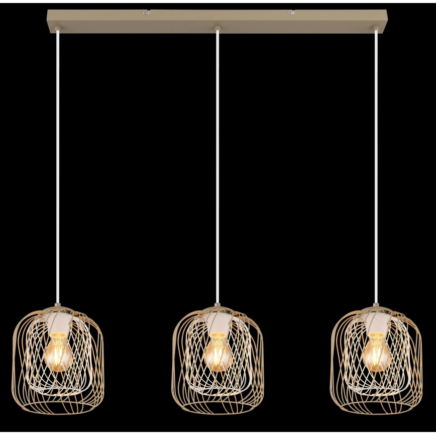 Globo - Suspension sur câble 3xE27/40W/230V beige/blanc