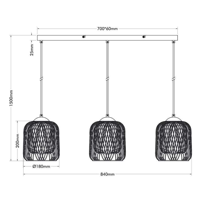 Globo - Suspension sur câble 3xE27/40W/230V beige/blanc