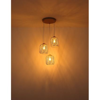 Globo - Hanglamp met kabel 3xE27/40W/230V beige/wit