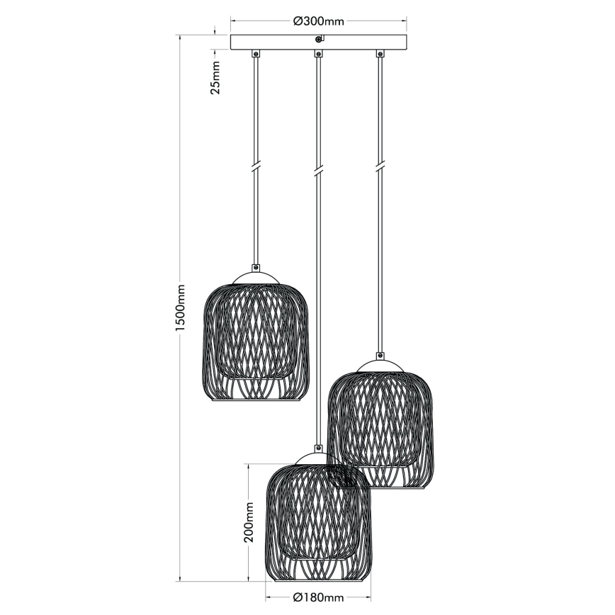 Globo - Hanglamp met kabel 3xE27/40W/230V beige/wit