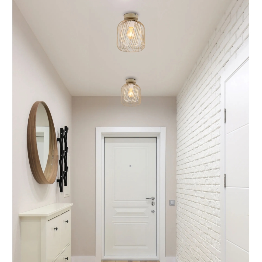 Globo - Plafondlamp 1xE27/40W/230V, Ø 18 cm, beige/wit