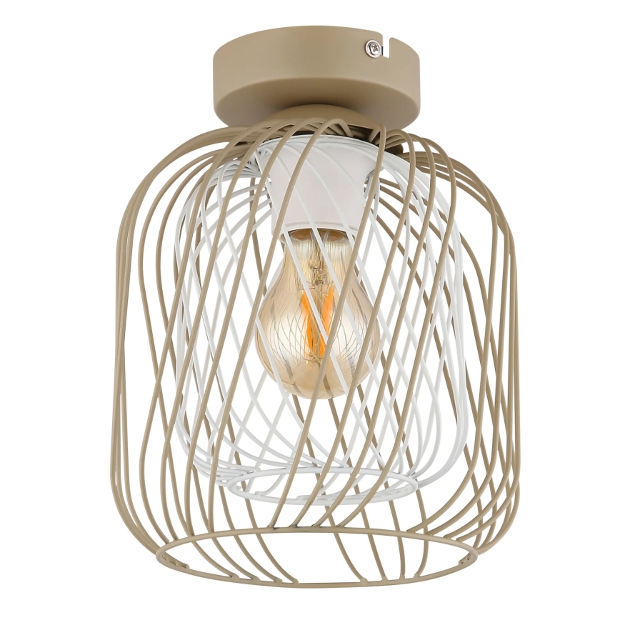 Globo - Plafondlamp 1xE27/40W/230V, Ø 18 cm, beige/wit