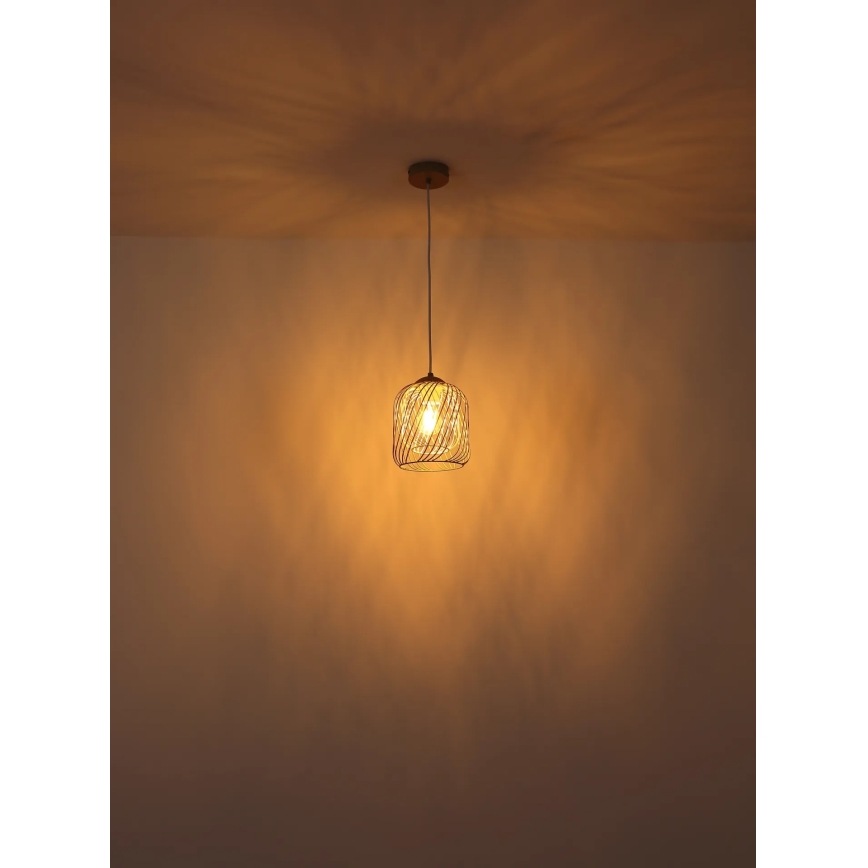 Globo - Hanglamp met snoer 1xE27/40W/230V Ø 18 cm beige/wit