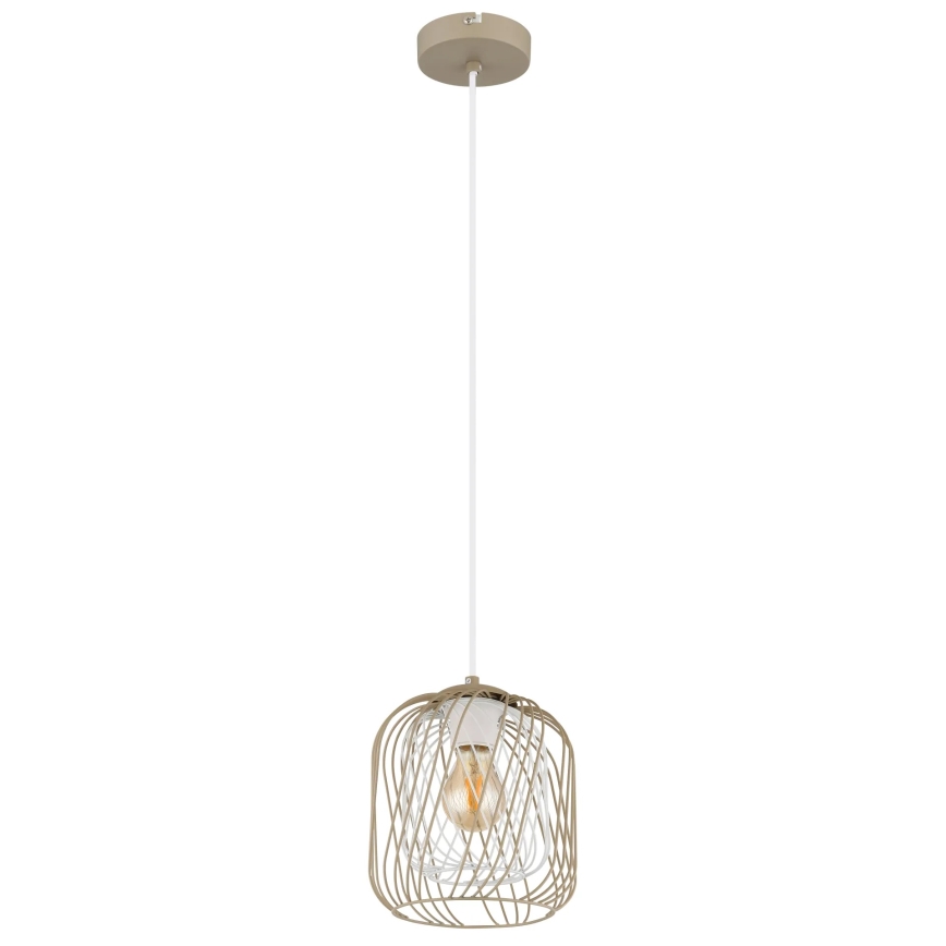 Globo - Hanglamp met snoer 1xE27/40W/230V Ø 18 cm beige/wit