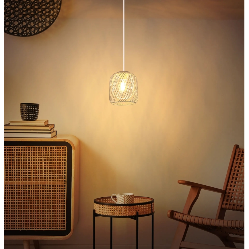 Globo - Suspension sur câble 1xE27/40W/230V Ø 18 cm beige/blanc