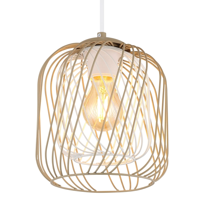 Globo - Suspension sur câble 1xE27/40W/230V Ø 18 cm beige/blanc