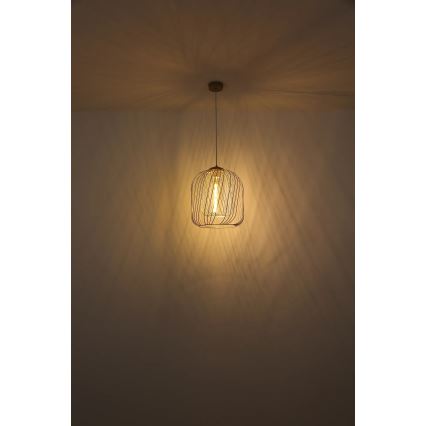 Globo - Hanglamp aan kabel 1xE27/40W/230V Ø 35 cm beige/wit