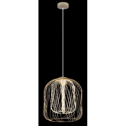 Globo - Hanglamp aan kabel 1xE27/40W/230V Ø 35 cm beige/wit