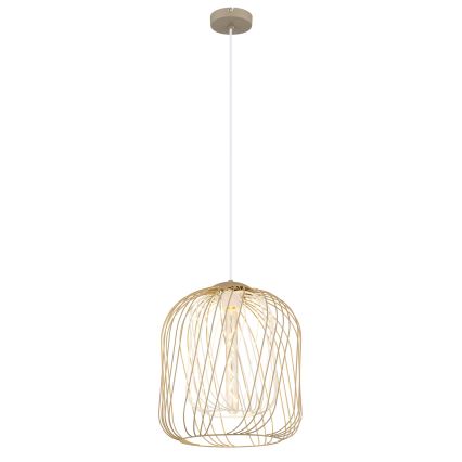 Globo - Hanglamp aan kabel 1xE27/40W/230V Ø 35 cm beige/wit