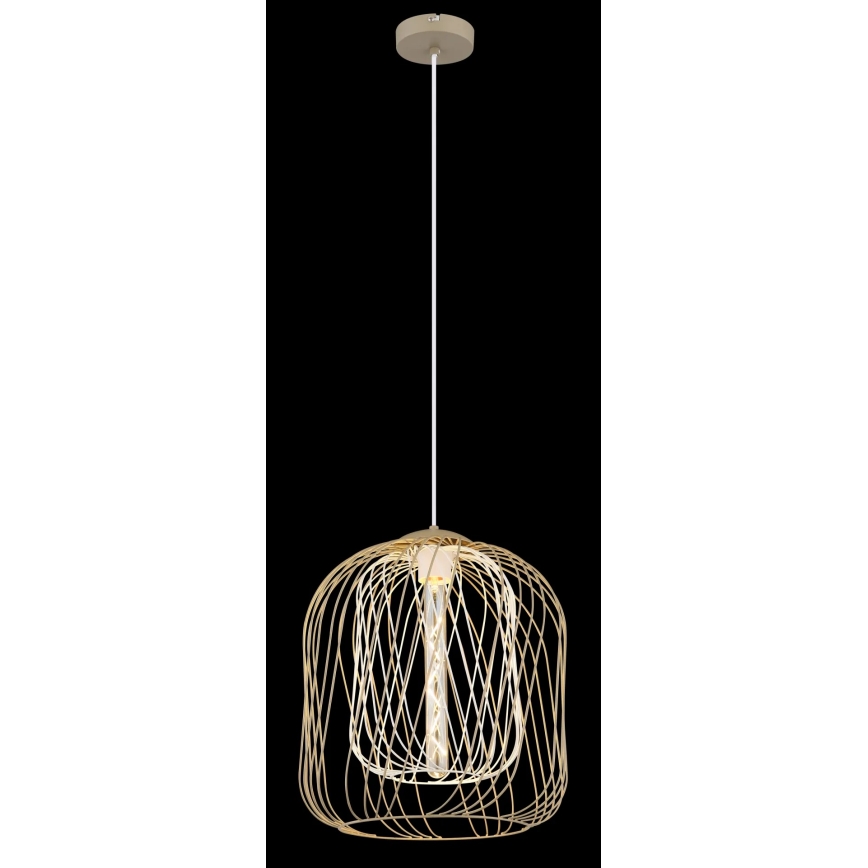 Globo - Suspension sur câble 1xE27/40W/230V Ø 35 cm beige/blanc