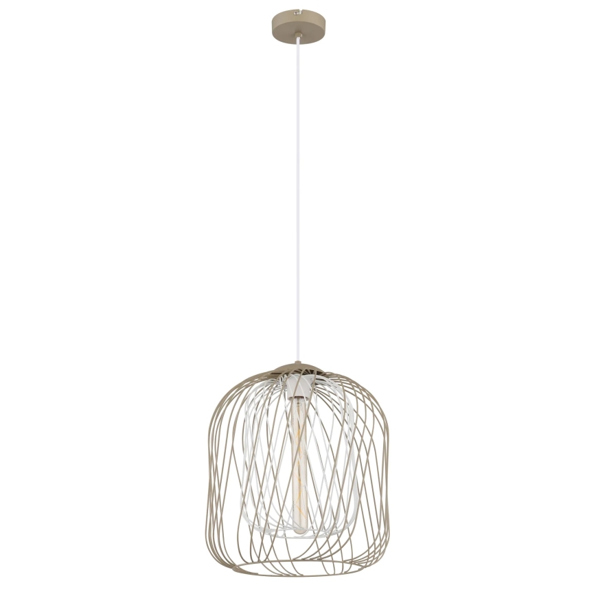 Globo - Suspension sur câble 1xE27/40W/230V Ø 35 cm beige/blanc