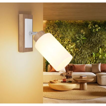 Globo - Applique murale spot 1xE27/60W/230V chêne/blanc