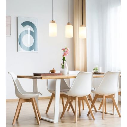 Globo - Hanglamp aan kabel 3xE27/60W/230V eiken/wit