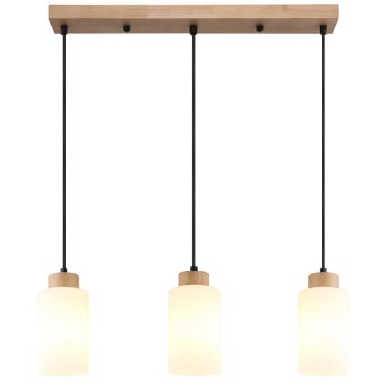 Globo - Hanglamp aan kabel 3xE27/60W/230V eiken/wit