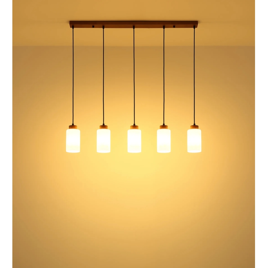Globo - Hanglamp met kabel 5xE27/60W/230V eik/wit