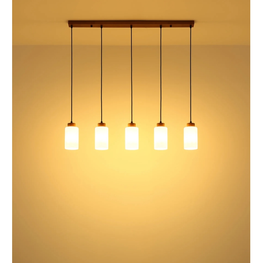 Globo - Suspension sur câble 5xE27/60W/230V beige/blanc