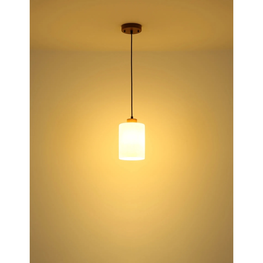 Globo - Lustre sur câble 1xE27/60W/230V chêne/blanc