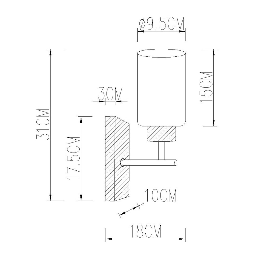 Globo - Applique murale 1xE27/60W/230V chêne/blanc
