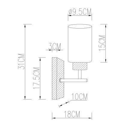 Globo - Wandlamp 1xE27/60W/230V eiken/wit