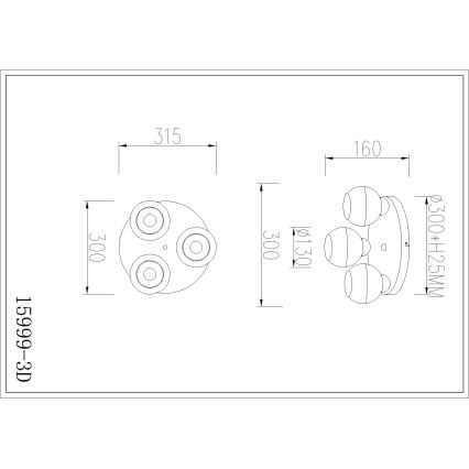 Globo - Plafonnier 3xE27/60W/230V Ø 31,5 cm